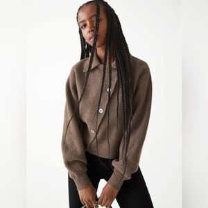 & other stories asymmetrical crop sweater collared polo top